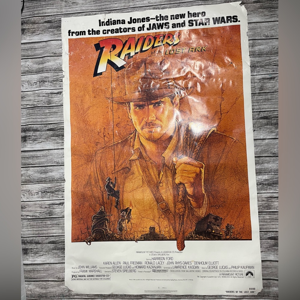 VINTAGE 1997 Imdiana Jones Raiders of the Lost Ark movie poster used but good co